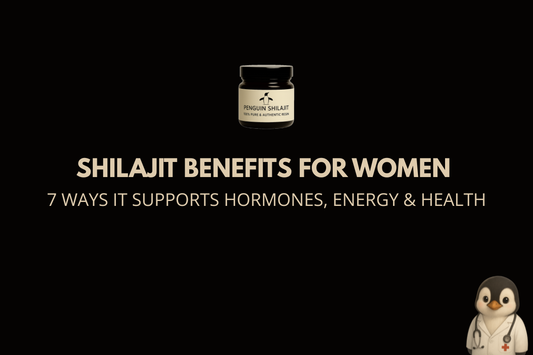 7 shilajit benefits for women including hormonal balance, energy, skin health, bone density, and PCOS symptom management